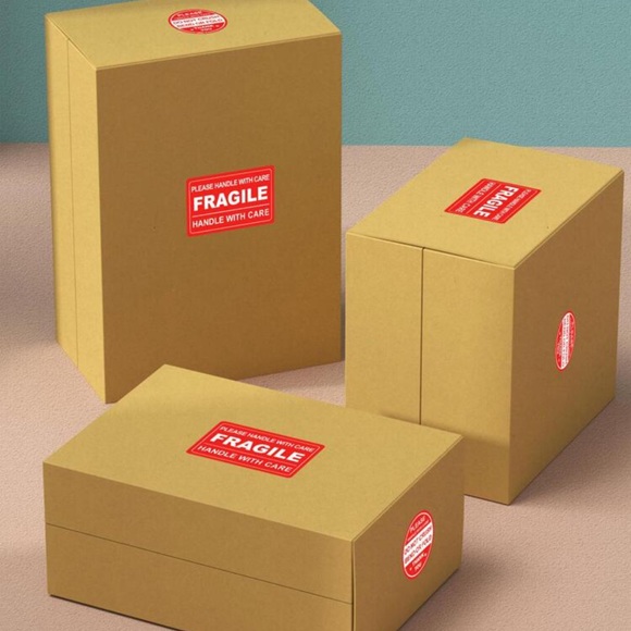 New 100 Pcs Handle With Care Fragile Circle Rectangle Packing Stickers - Picture 10 of 15